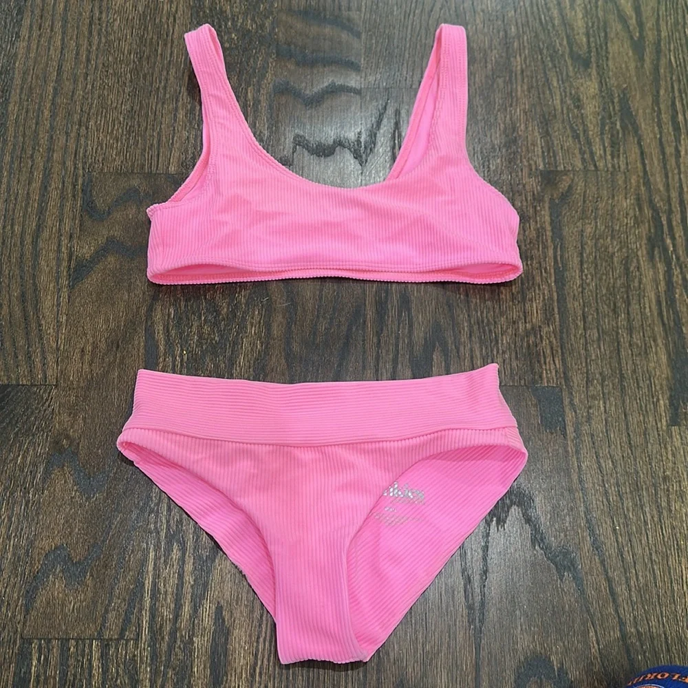 Frankie’s Bikinis Hot Pink Ribbed Bikini